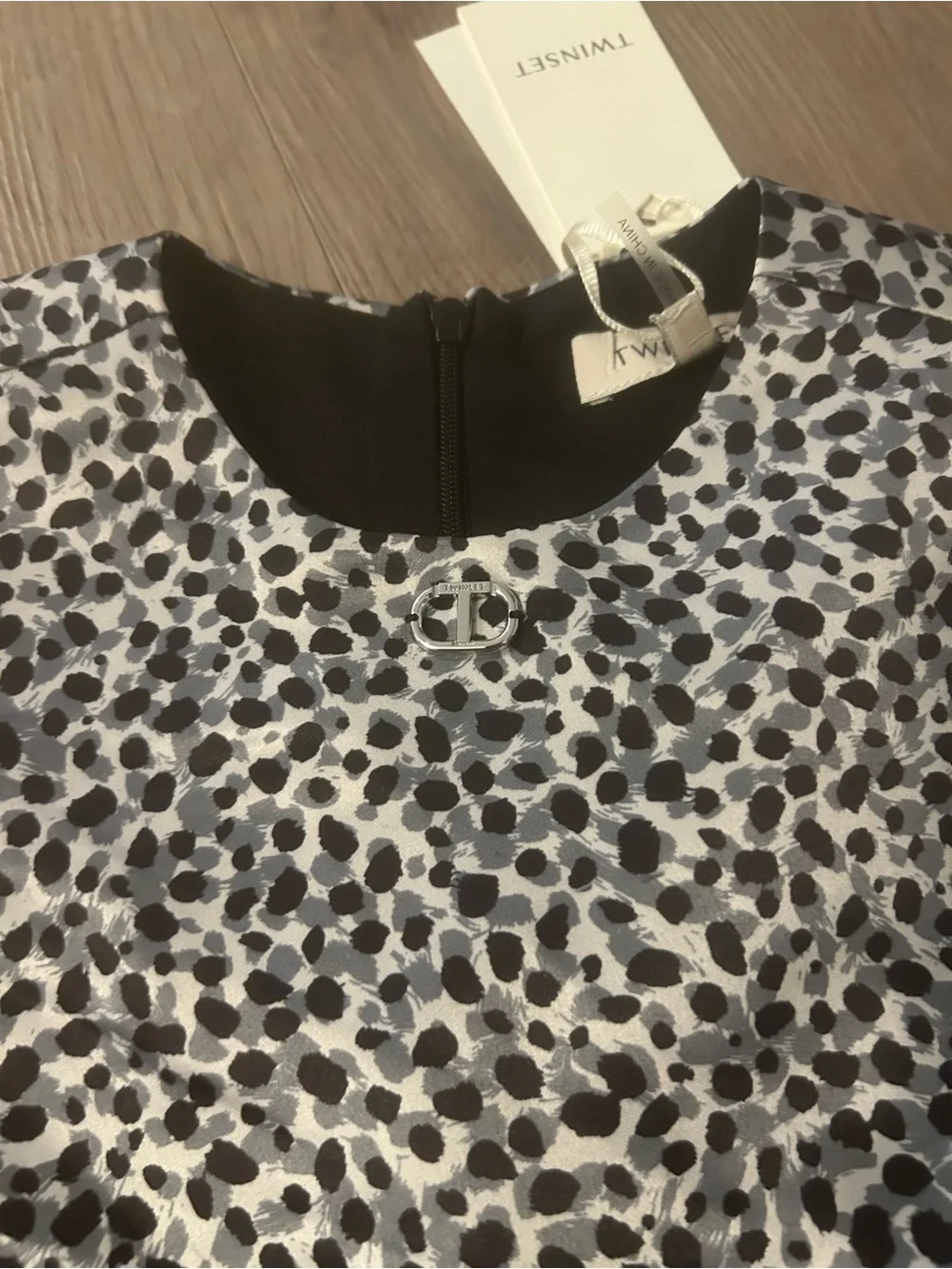 Twin-Set Black and White Printed Girls Party Dress